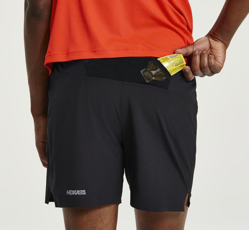 Hoka One One Glide 5" Short Homem - Bermudas Pretas | PT-y89Q6jO